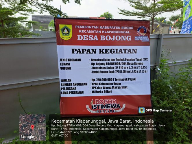 
 Pemdes Bojong kecamatan klapanunggal, Sukses merealisasikan Anggaran Bantuan Provinsi Tahun 2025.